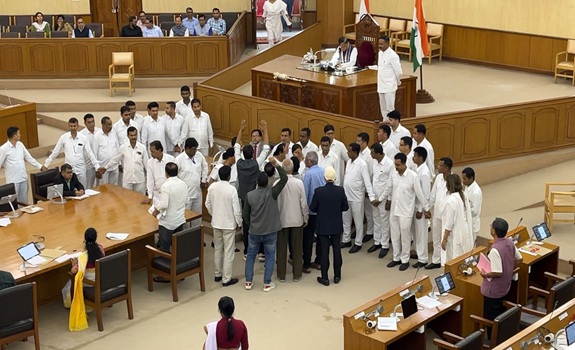 Opposition MLAs stage a walkout during Tripura Assembly proceedings as private varsity Bills are passed amid protests.